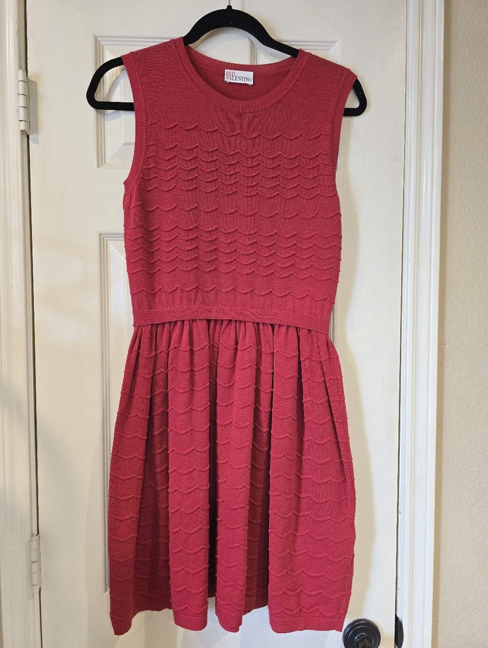 NWT VALENTINO RED Red Cotton Knit Fit & Flare Sleeveless Pullover Dress M